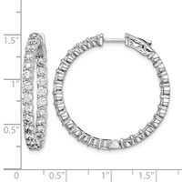 Sterling Shimmer Sterling Silver Rhodium-plated 50 Stone 3mm CZ in and Out Round Hinged Hoop Earrings view 4