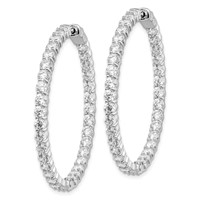 Sterling Shimmer Sterling Silver Rhodium-plated 70 Stone 3mm CZ in and Out Round Hinged Hoop Earrings view 2