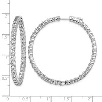 Sterling Shimmer Sterling Silver Rhodium-plated 70 Stone 3mm CZ in and Out Round Hinged Hoop Earrings view 4