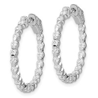 Sterling Shimmer Sterling Silver Rhodium-plated 38 Stone 2mm CZ in and Out Round Hinged Hoop Earrings view 2