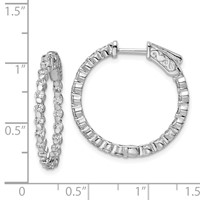 Sterling Shimmer Sterling Silver Rhodium-plated 38 Stone 2mm CZ in and Out Round Hinged Hoop Earrings view 4