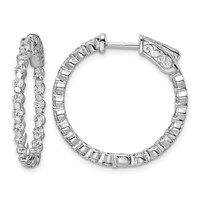 Sterling Shimmer Sterling Silver Rhodium-plated 38 Stone 2mm CZ in and Out Round Hinged Hoop Earrings view 1
