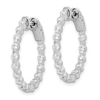 Sterling Shimmer Sterling Silver Rhodium-plated 30 Stone 2.3mm CZ in and Out Round Hinged Hoop Earrings view 2