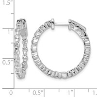 Sterling Shimmer Sterling Silver Rhodium-plated 30 Stone 2.3mm CZ in and Out Round Hinged Hoop Earrings view 4