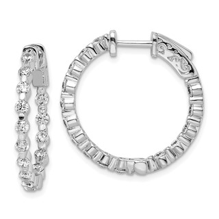 Sterling Silver 2.3mm CZ Hinged Hoops