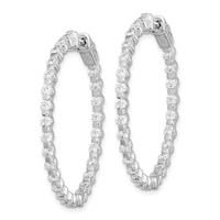 Sterling Shimmer Sterling Silver Rhodium-plated 52 Stone 2.3mm CZ in and Out Round Hinged Hoop Earrings view 2