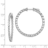 Sterling Shimmer Sterling Silver Rhodium-plated 52 Stone 2.3mm CZ in and Out Round Hinged Hoop Earrings view 4
