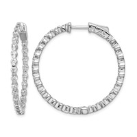 Sterling Shimmer Sterling Silver Rhodium-plated 52 Stone 2.3mm CZ in and Out Round Hinged Hoop Earrings view 1