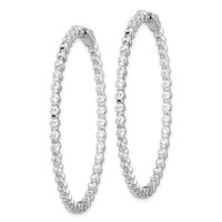 Sterling Shimmer Sterling Silver Rhodium-plated 78 Stone 2.3mm CZ in and Out Round Hinged Hoop Earrings view 2