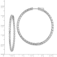 Sterling Shimmer Sterling Silver Rhodium-plated 78 Stone 2.3mm CZ in and Out Round Hinged Hoop Earrings view 4