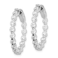 Sterling Shimmer Sterling Silver Rhodium-plated 28 Stone 2.7mm CZ in and Out Round Hinged Hoop Earrings view 2