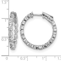 Sterling Shimmer Sterling Silver Rhodium-plated 28 Stone 2.7mm CZ in and Out Round Hinged Hoop Earrings view 4