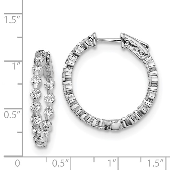 Sterling Silver 2.7mm CZ Hinged Hoops