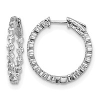 Sterling Shimmer Sterling Silver Rhodium-plated 28 Stone 2.7mm CZ in and Out Round Hinged Hoop Earrings view 1