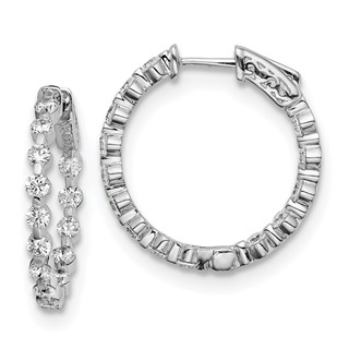 Sterling Silver 2.7mm CZ Hinged Hoops
