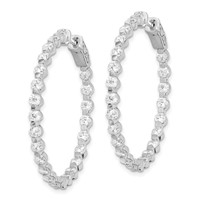 Sterling Shimmer Sterling Silver Rhodium-plated 46 Stone 2.75mm CZ in and Out Round Hinged Hoop Earrings view 2
