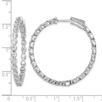 Sterling Shimmer Sterling Silver Rhodium-plated 46 Stone 2.75mm CZ in and Out Round Hinged Hoop Earrings view 4
