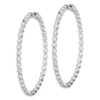 Sterling Shimmer Sterling Silver Rhodium-plated 78 Stone 2.75mm CZ in and Out Round Hinged Hoop Earrings view 2