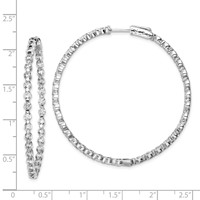 Sterling Shimmer Sterling Silver Rhodium-plated 78 Stone 2.75mm CZ in and Out Round Hinged Hoop Earrings view 4