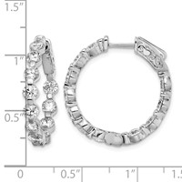 Sterling Shimmer Sterling Silver Rhodium-plated 22 Stone 3.5mm CZ in and Out Round Hinged Hoop Earrings view 4