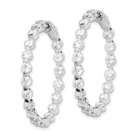 Sterling Shimmer Sterling Silver Rhodium-plated 36 Stone 3.5mm CZ in and Out Round Hinged Hoop Earrings view 2