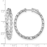 Sterling Shimmer Sterling Silver Rhodium-plated 36 Stone 3.5mm CZ in and Out Round Hinged Hoop Earrings view 4