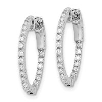 Sterling Shimmer Sterling Silver Rhodium-plated 42 Stone 1.3mm CZ in and Out Round Hinged Hoop Earrings view 2