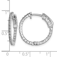 Sterling Shimmer Sterling Silver Rhodium-plated 42 Stone 1.3mm CZ in and Out Round Hinged Hoop Earrings view 4