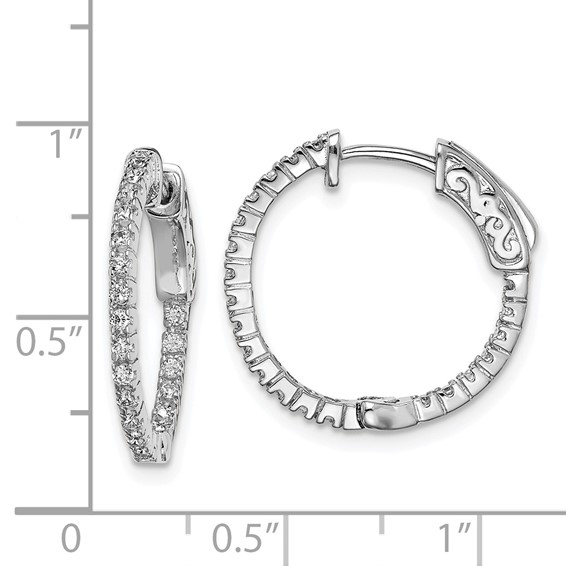 Sterling Silver CZ 1.3mm Hinged Hoops