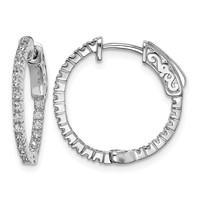 Sterling Shimmer Sterling Silver Rhodium-plated 42 Stone 1.3mm CZ in and Out Round Hinged Hoop Earrings view 1