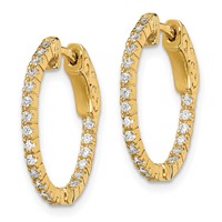 Sterling Shimmer Sterling Silver Gold-tone Flash Gold-plated 42 Stone 1.3mm CZ in and Out Round Hinged Hoop Earrings view 2