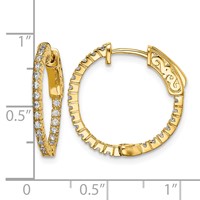 Sterling Shimmer Sterling Silver Gold-tone Flash Gold-plated 42 Stone 1.3mm CZ in and Out Round Hinged Hoop Earrings view 4