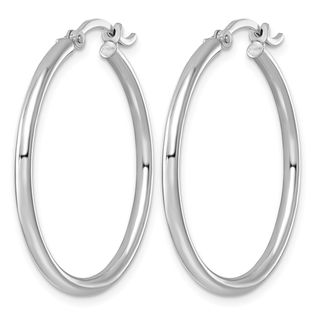 Sterling Silver Rhodium-plated 2mm Round Hoop Earrings (QE802)
