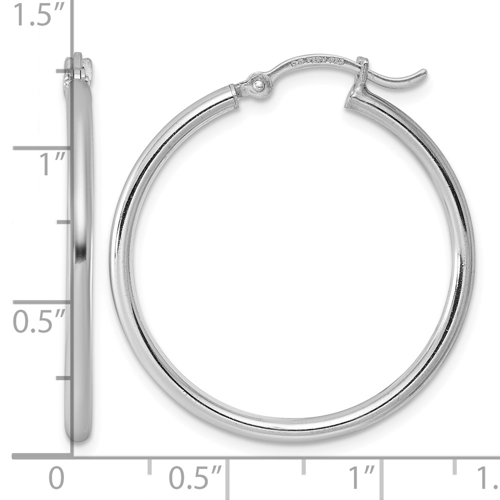 Sterling Silver Rhodium-plated 2mm Round Hoop Earrings (QE802)