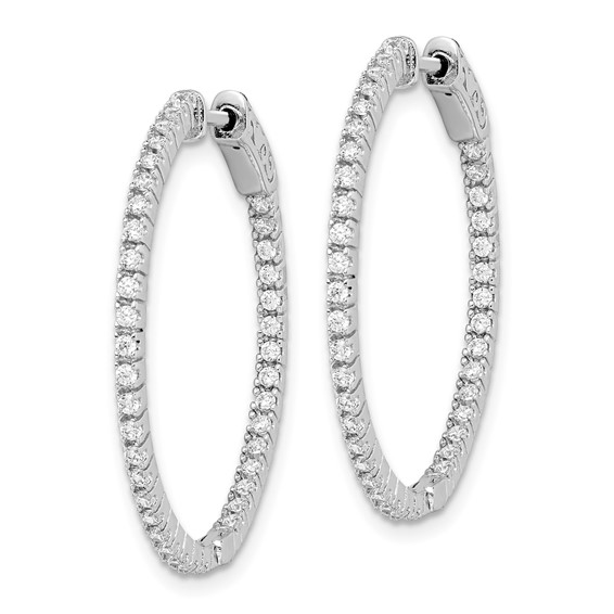 Sterling Silver CZ 1.3mm Hinged Hoops