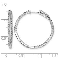 Sterling Shimmer Sterling Silver Rhodium-plated 80 Stone 1.25mm CZ in and Out Round Hinged Hoop Earrings view 4