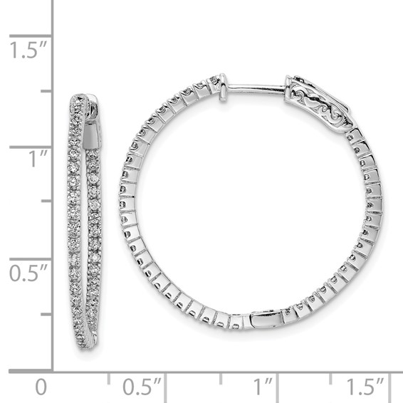 Sterling Silver CZ 1.3mm Hinged Hoops
