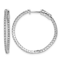 Sterling Shimmer Sterling Silver Rhodium-plated 80 Stone 1.25mm CZ in and Out Round Hinged Hoop Earrings view 1