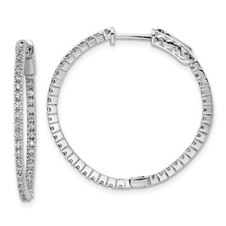 Sterling Silver CZ 1.3mm Hinged Hoops
