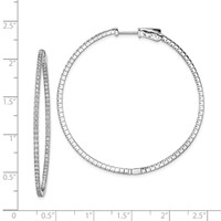 Sterling Shimmer Sterling Silver Rhodium-plated 162 Stone 1.2mm CZ in and Out Round Hinged Hoop Earrings view 4