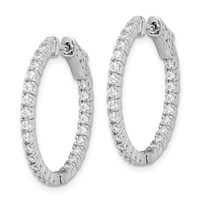 Sterling Shimmer Sterling Silver Rhodium-plated 50 Stone 1.75mm CZ in and Out Round Hinged Hoop Earrings view 2