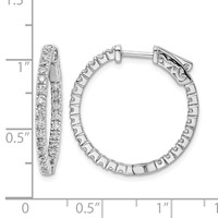 Sterling Shimmer Sterling Silver Rhodium-plated 50 Stone 1.75mm CZ in and Out Round Hinged Hoop Earrings view 4