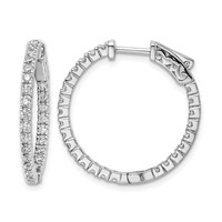 Sterling Shimmer Sterling Silver Rhodium-plated 50 Stone 1.75mm CZ in and Out Round Hinged Hoop Earrings view 1