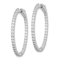 Sterling Shimmer Sterling Silver Rhodium-plated 76 Stone 1.6mm CZ in and Out Round Hinged Hoop Earrings view 2