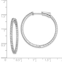 Sterling Shimmer Sterling Silver Rhodium-plated 76 Stone 1.6mm CZ in and Out Round Hinged Hoop Earrings view 4