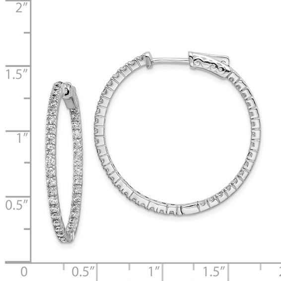 Sterling Silver CZ 1.6mm Hinged Hoops