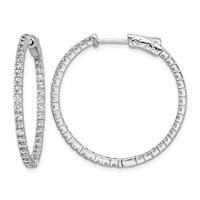 Sterling Shimmer Sterling Silver Rhodium-plated 76 Stone 1.6mm CZ in and Out Round Hinged Hoop Earrings view 1