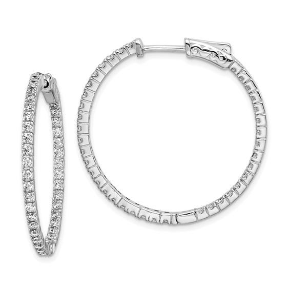 Sterling Silver CZ 1.6mm Hinged Hoops