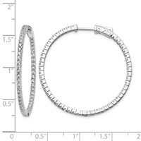 Sterling Shimmer Sterling Silver Rhodium-plated 100 Stone 1.6mm CZ in and Out Round Hinged Hoop Earrings view 4
