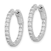Sterling Shimmer Sterling Silver Rhodium-plated 34 Stone 1.9mm CZ in and Out Round Hinged Hoop Earrings view 2